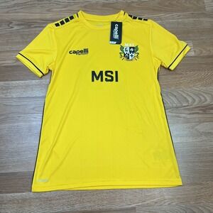 Capelli Sport Women's Empire Knit Stripe Jersey Shirt Size Small Gold NEW